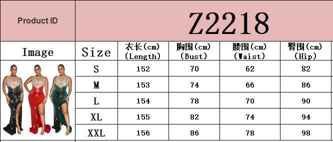 Spring Velvet Patchwork Mesh Beaded Sleeveless Nightclub Long Dress 14