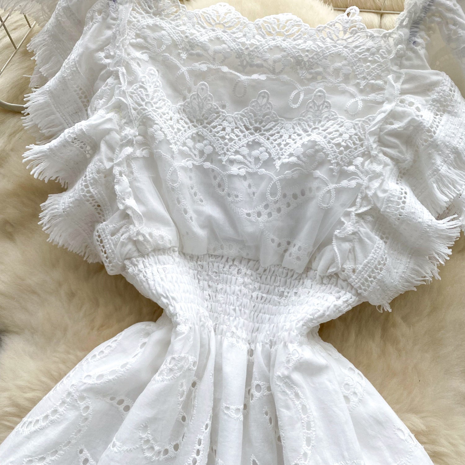 Women Summer French Lace Embroidered Dress 15