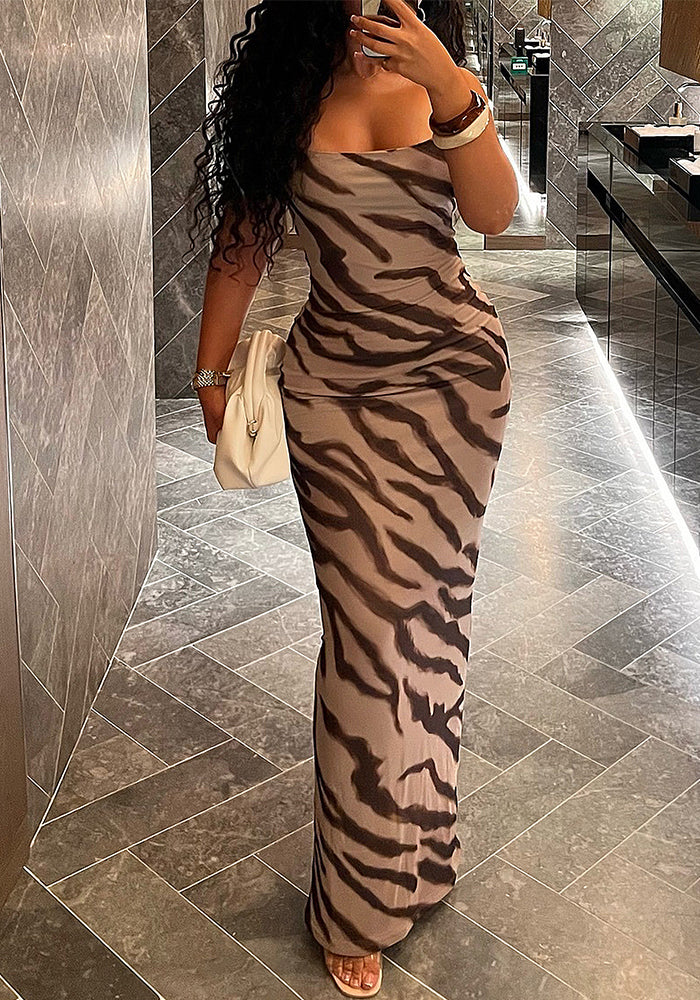 Fashion Sexy Women's Printed Low Back Long Dress