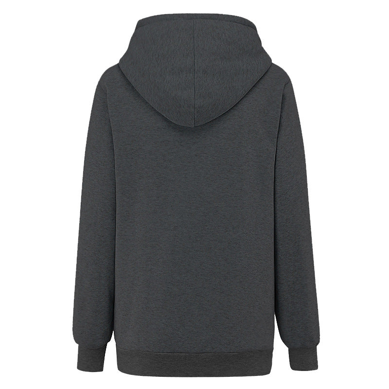 Women Autumn and Winter Print Casual Pocket Hoodies 12