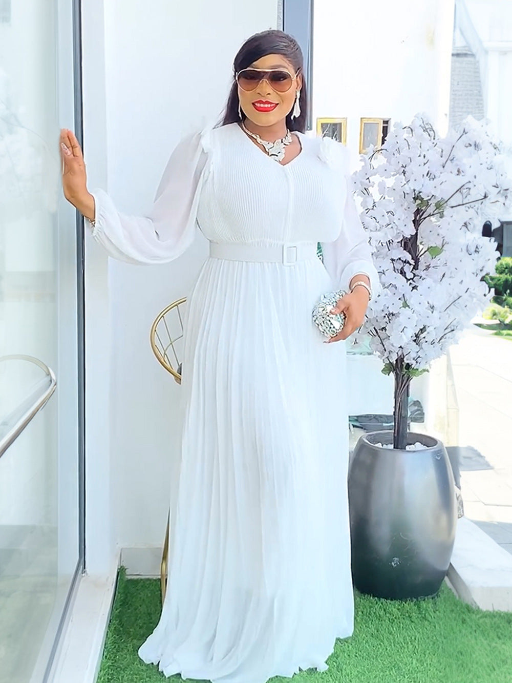 Plus Size Women Dubai Elegant Beaded African Dress 7