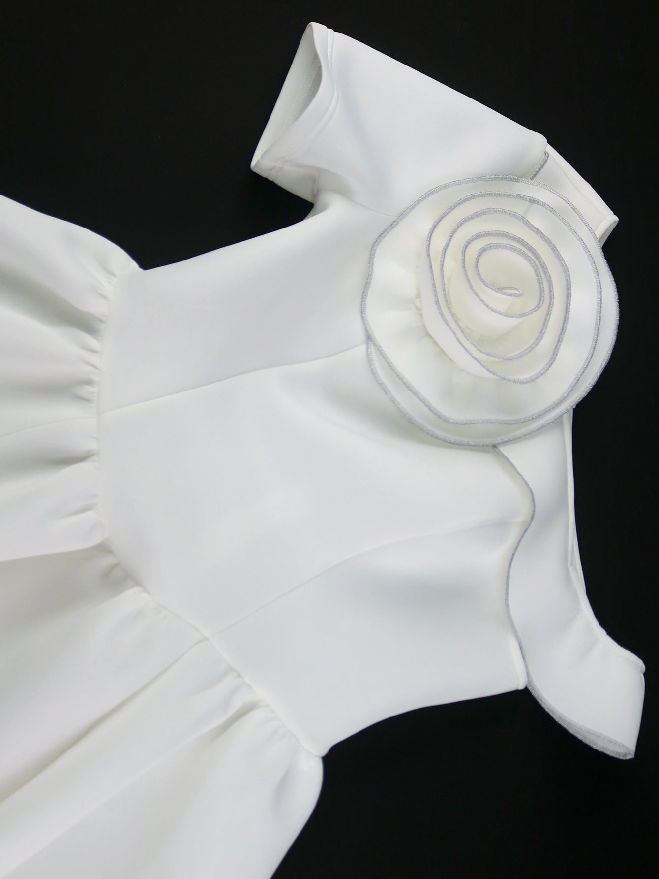 Solid Color A-Line One-Shoulder Wedding Dress 11