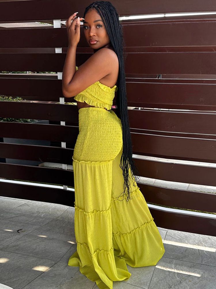 Ruffle Strapless Sexy Two-Piece Pants Set 7