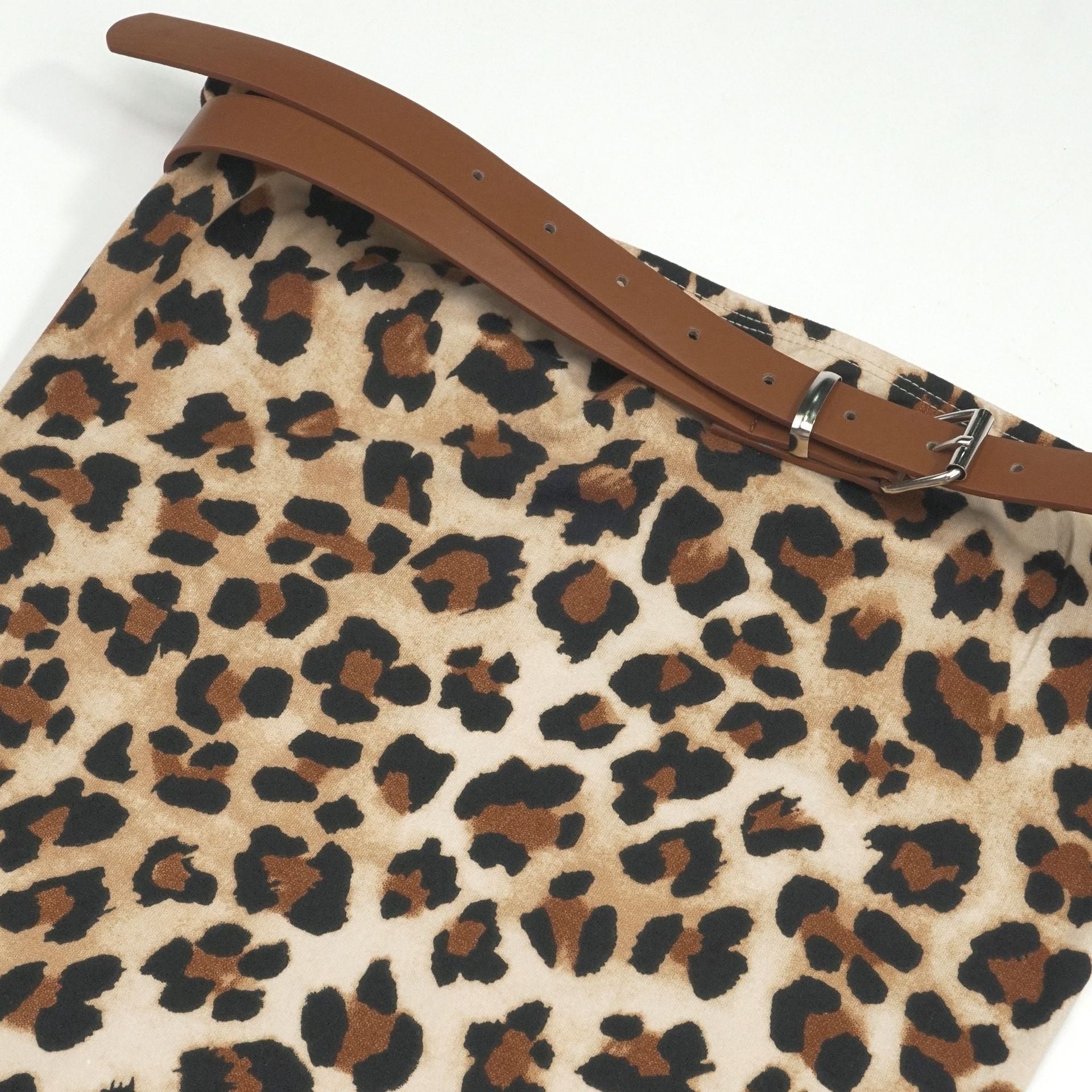 Spring sexy strapless belted leopard print bodycon Dress 6