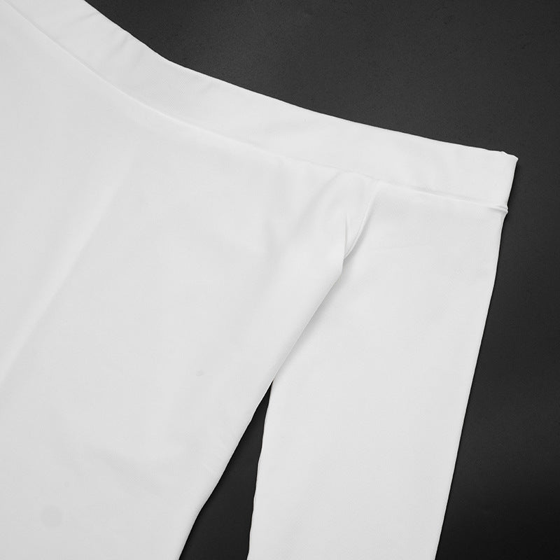 Women's Autumn Winter Solid Color Off-Shoulder Furry Long Sleeve Slit Leg Sim Tight Jumpsuit 16