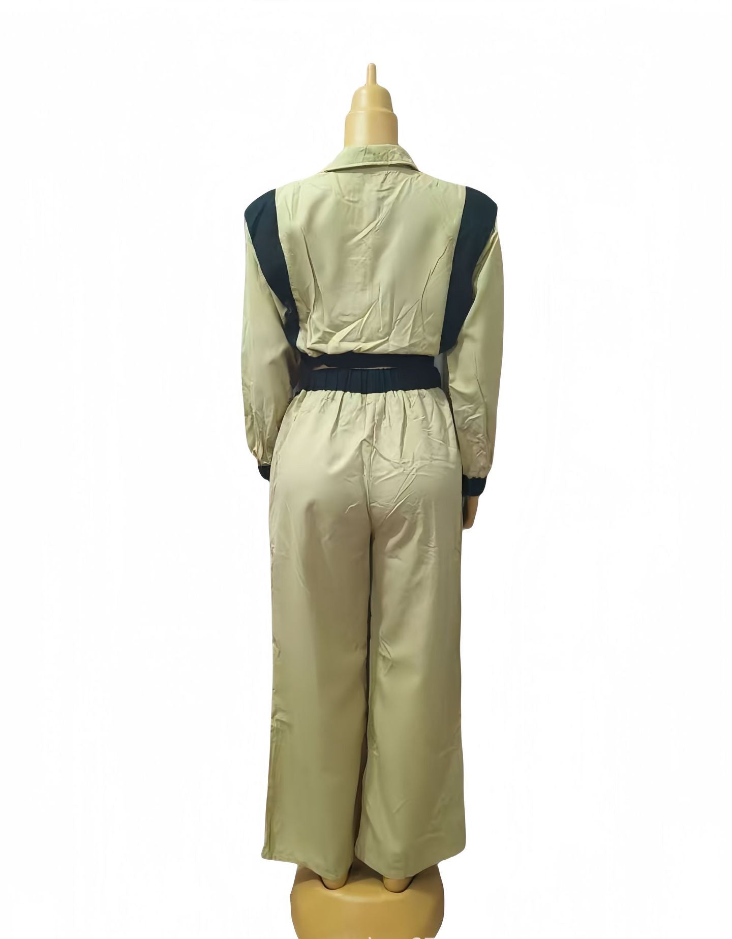 Women Contrast Color Casual Sleeveless Top and Wide Leg Pants Two-Piece Set 7