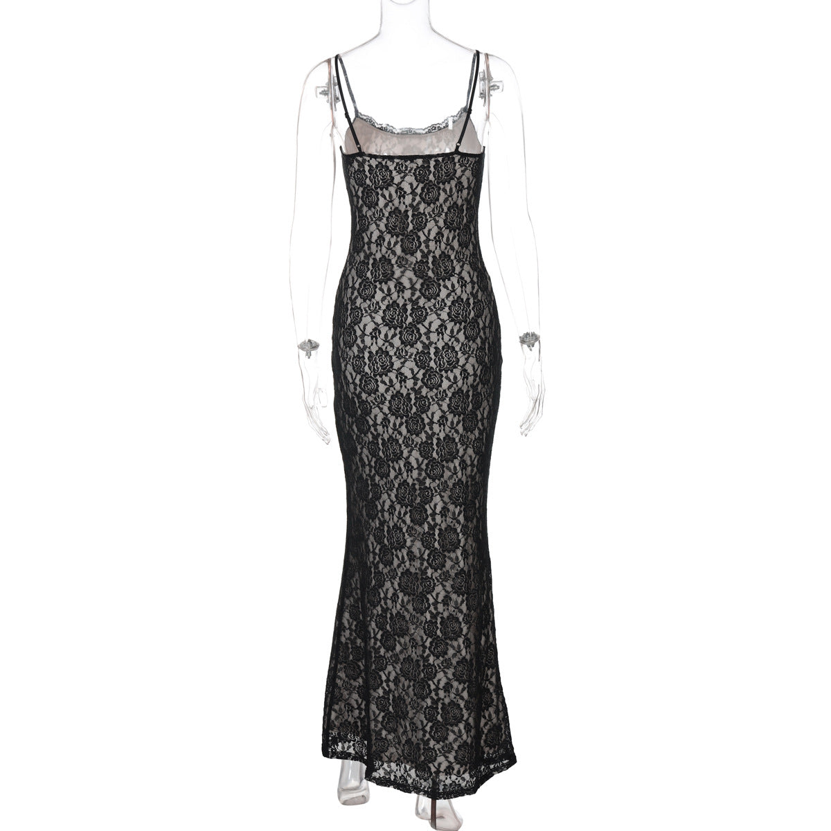 Summer Women's Sexy Lace Patchwork Slim Strap Long Dress 6