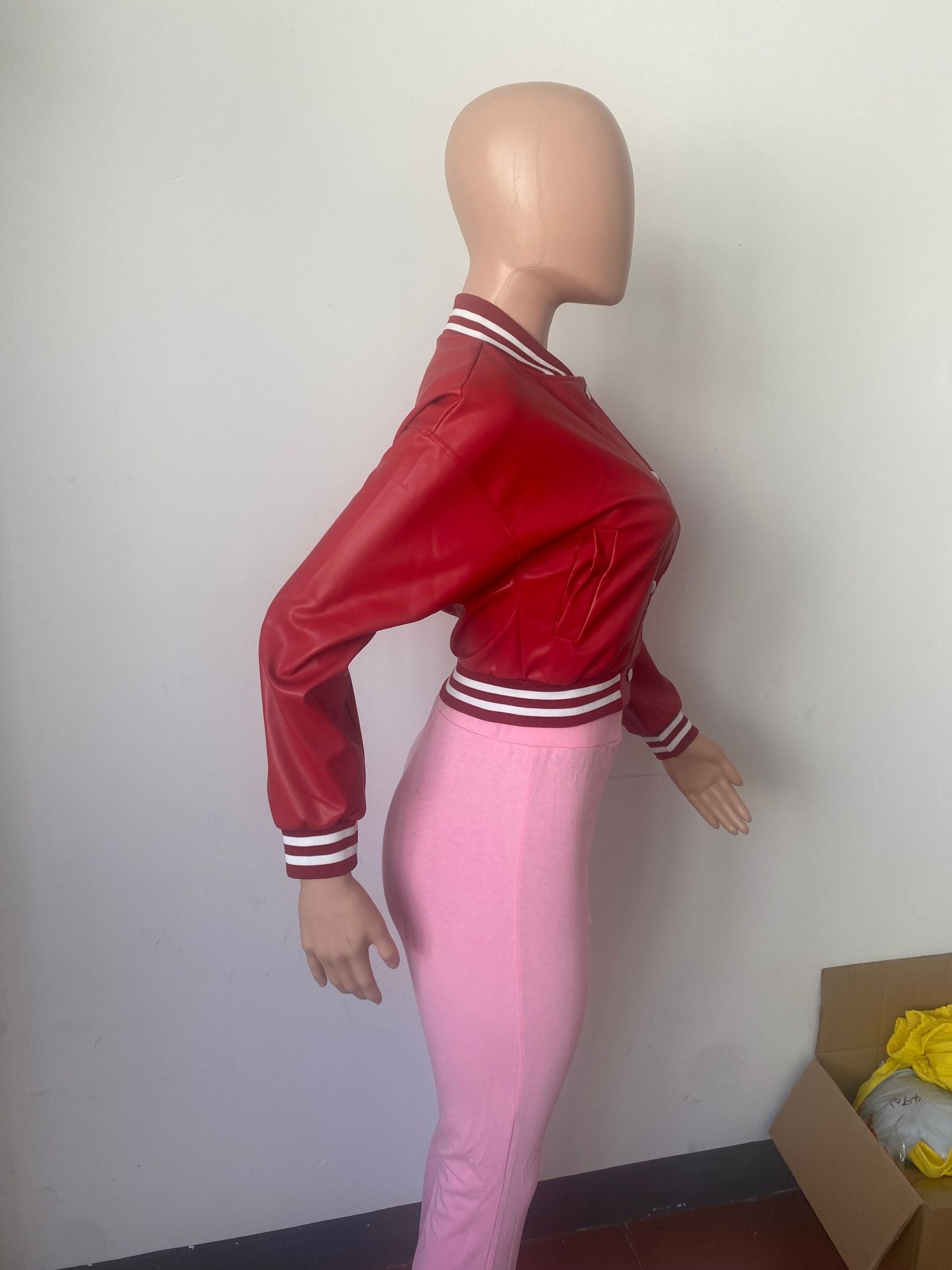 WomenCasual Pu Leather Long Sleeve Slim Fit Jacket 13