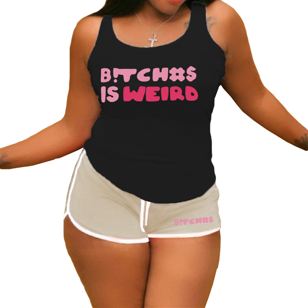 Women vest shorts sports yoga two piece set 12