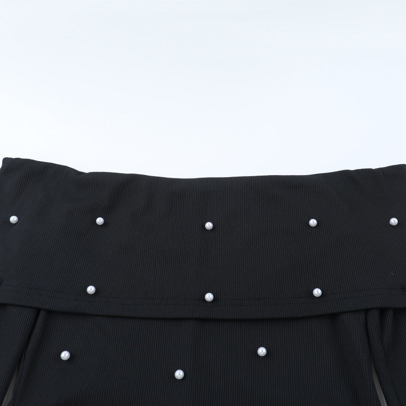 Beaded Off-Shoulder Dress Autumn Chic Slim Evening Gown 12