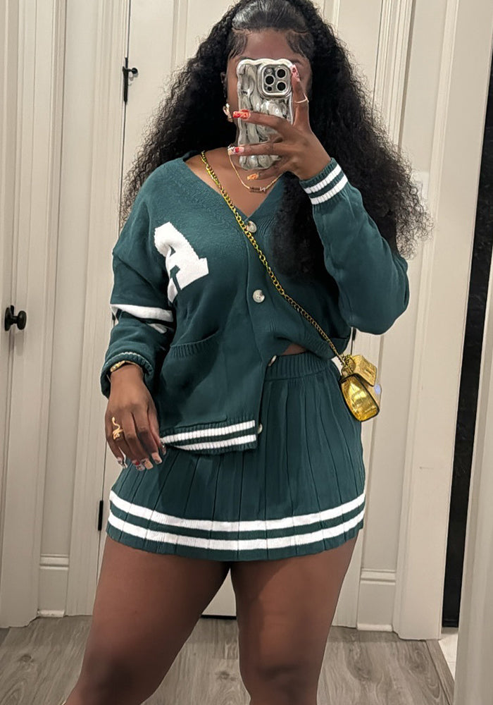 Cardigan Sweater Fashion Short Skirt Two Piece Set For Women