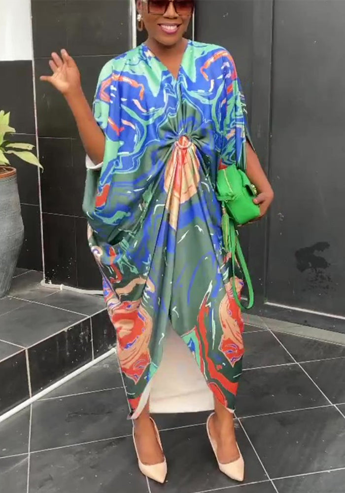 Summer Ladies Printed Short Sleeve Loose Dress