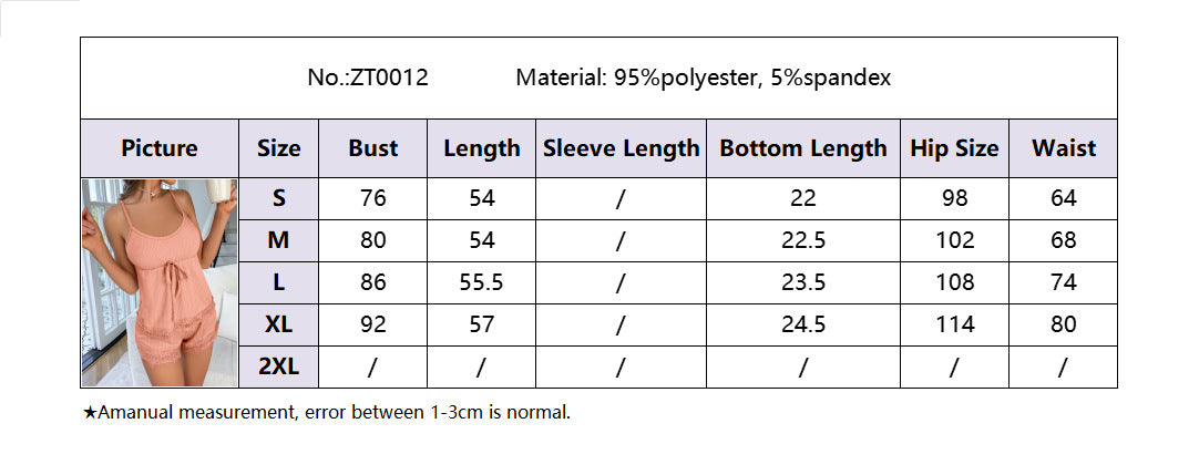 Women Suspenders Top and Shorts Sexy Pajamas Home Wear Two-piece Set 16