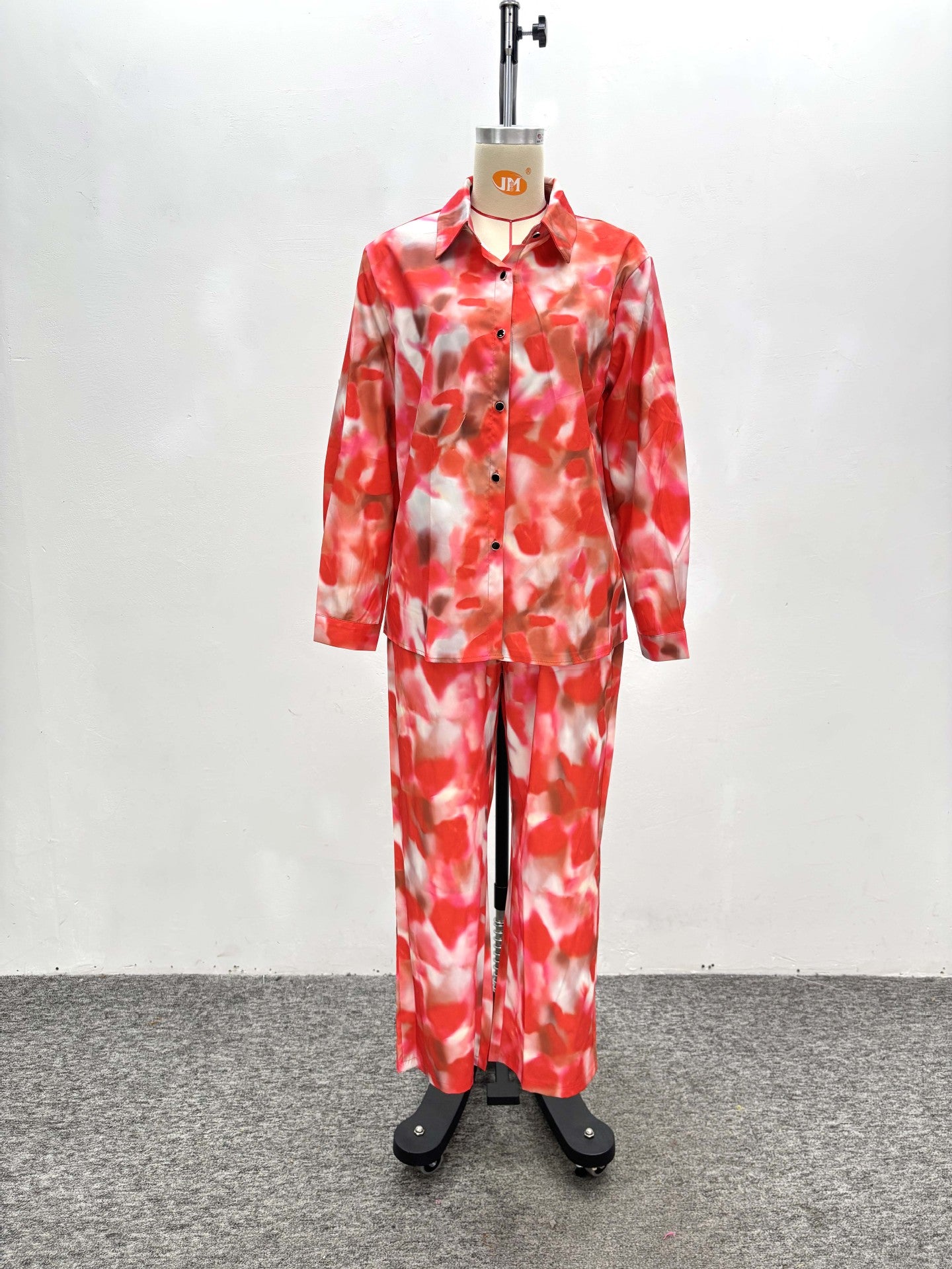 Long-Sleeved Gradient Print Shirt & Wide-Leg Pants African Women's Two-Piece Set 5