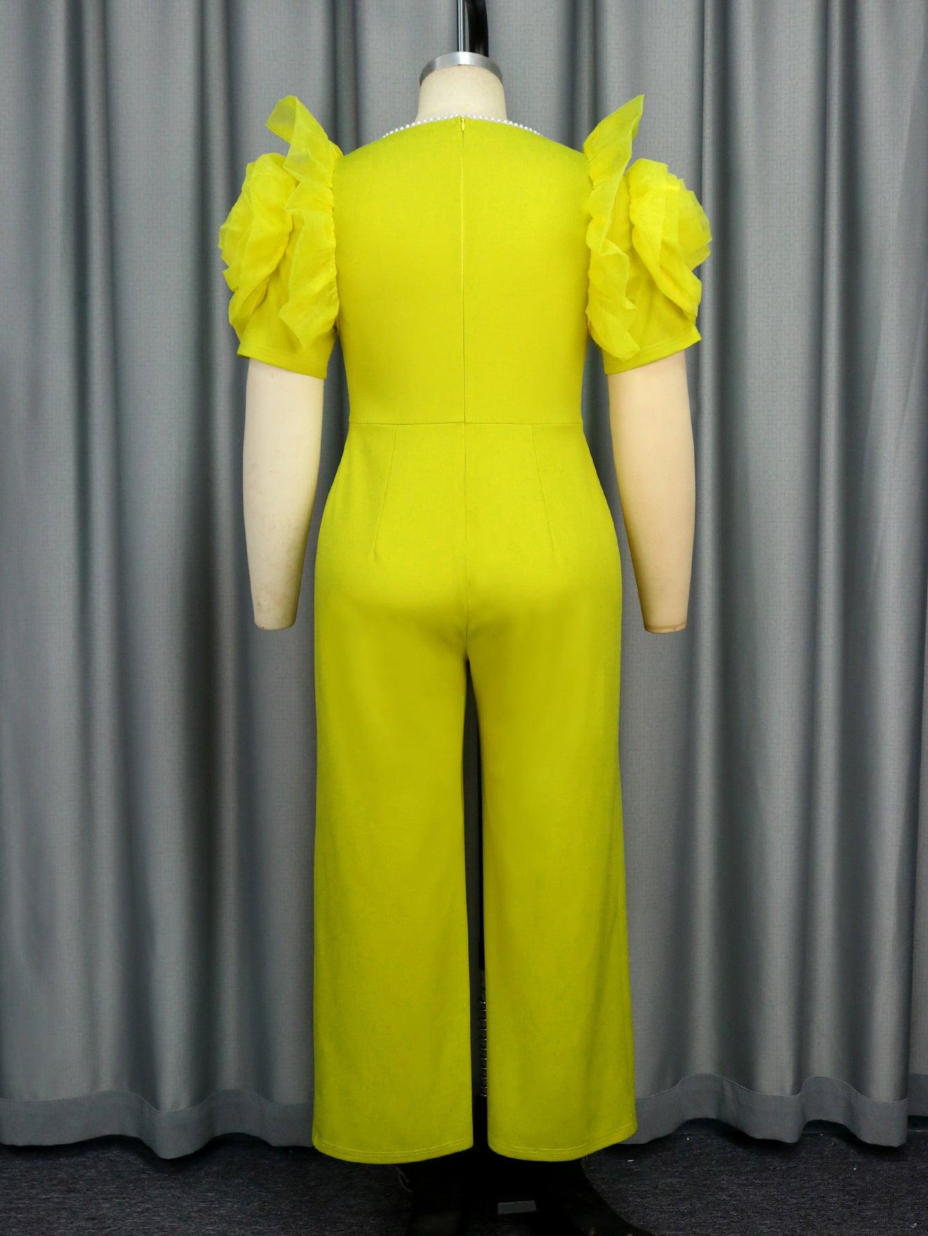 Women Solid Party Mesh Floral Jumpsuits 4