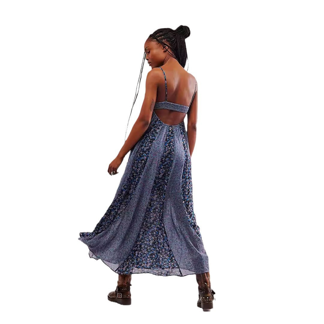 Women bohemian v-neck printed floral sexy dress 8