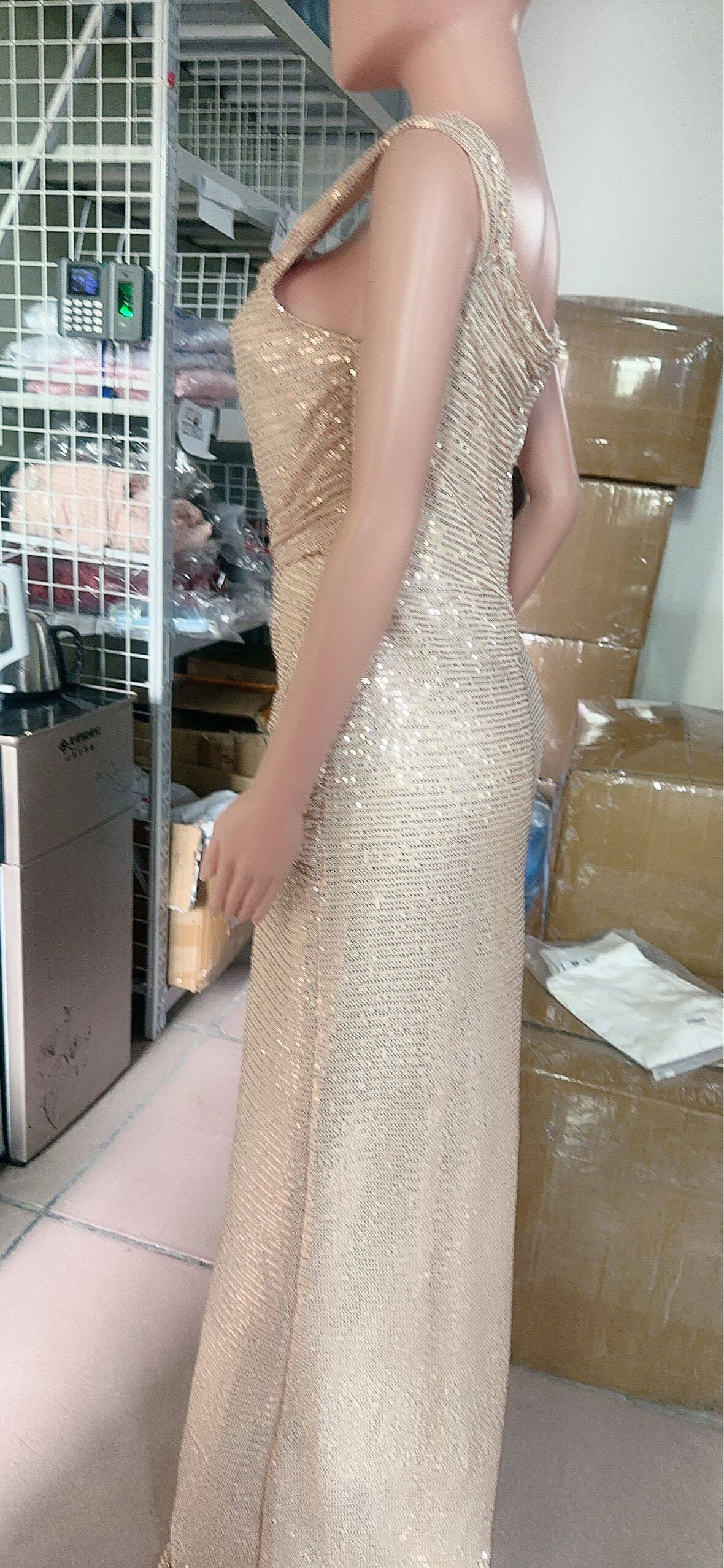 Women Sequin Off Shoulder Slit Dress 21