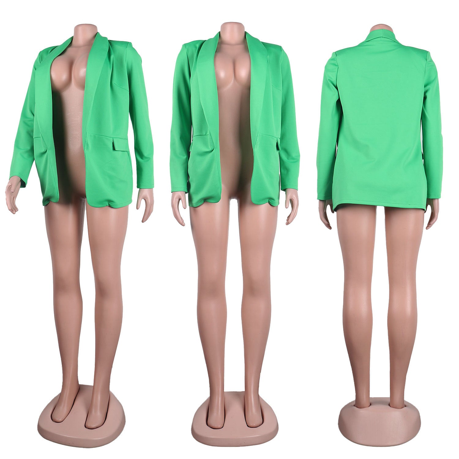 Women Fall/Winter Solid Long Sleeve Casual Blazer 12