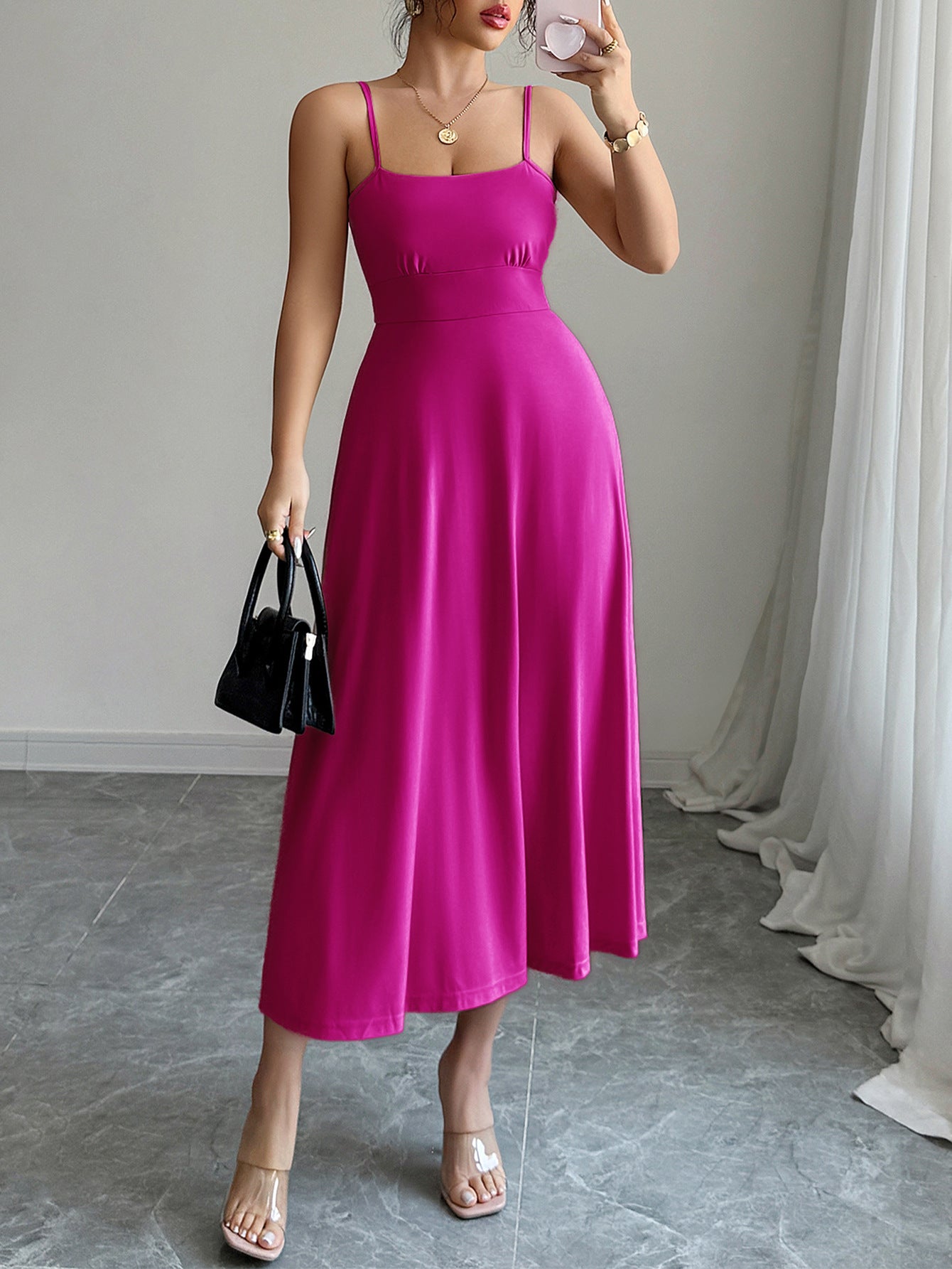 Spring/Summer Chic Elegant Strap Slim Waist Long Dress 3