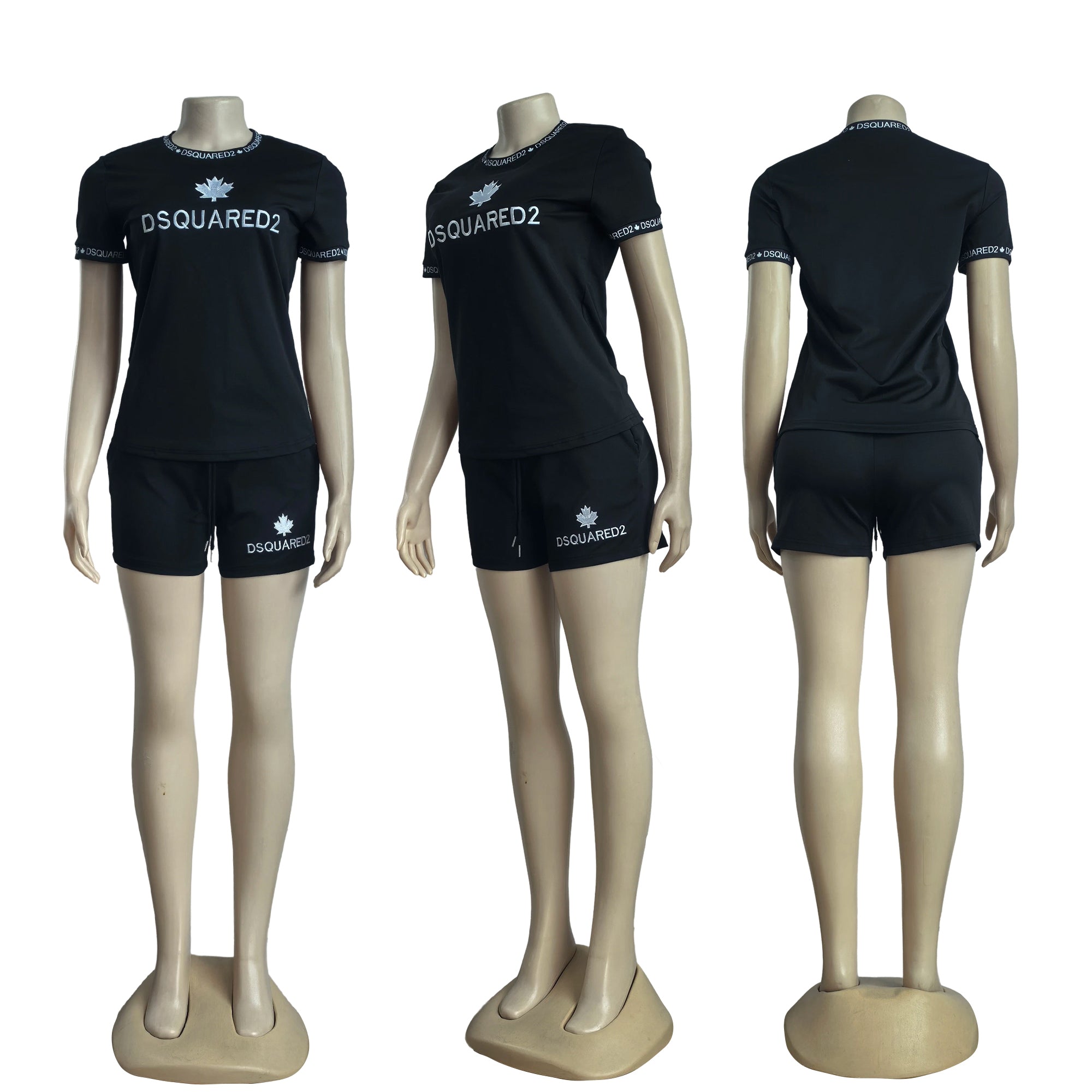 Women Casual Embroidered Short Sleeve Top and shorts two-piece set 7