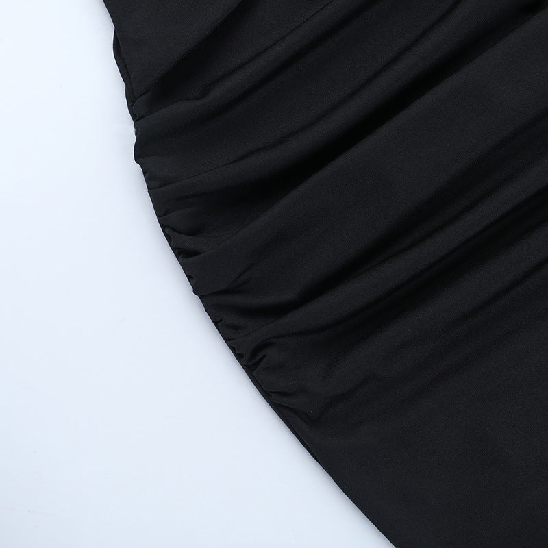 Women Sexy Cutout Slit Black Halter Dress 12