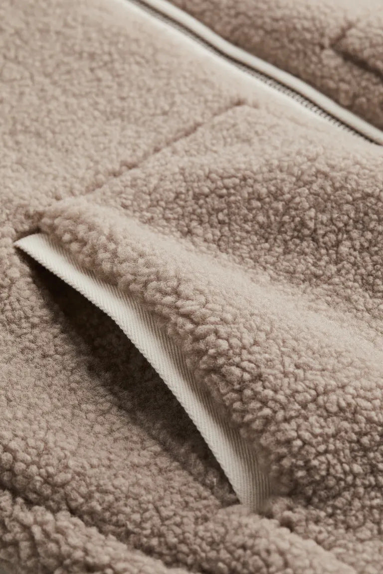 Women Autumn and Winter Loose Furry Style Casual Zipper Jacket 13