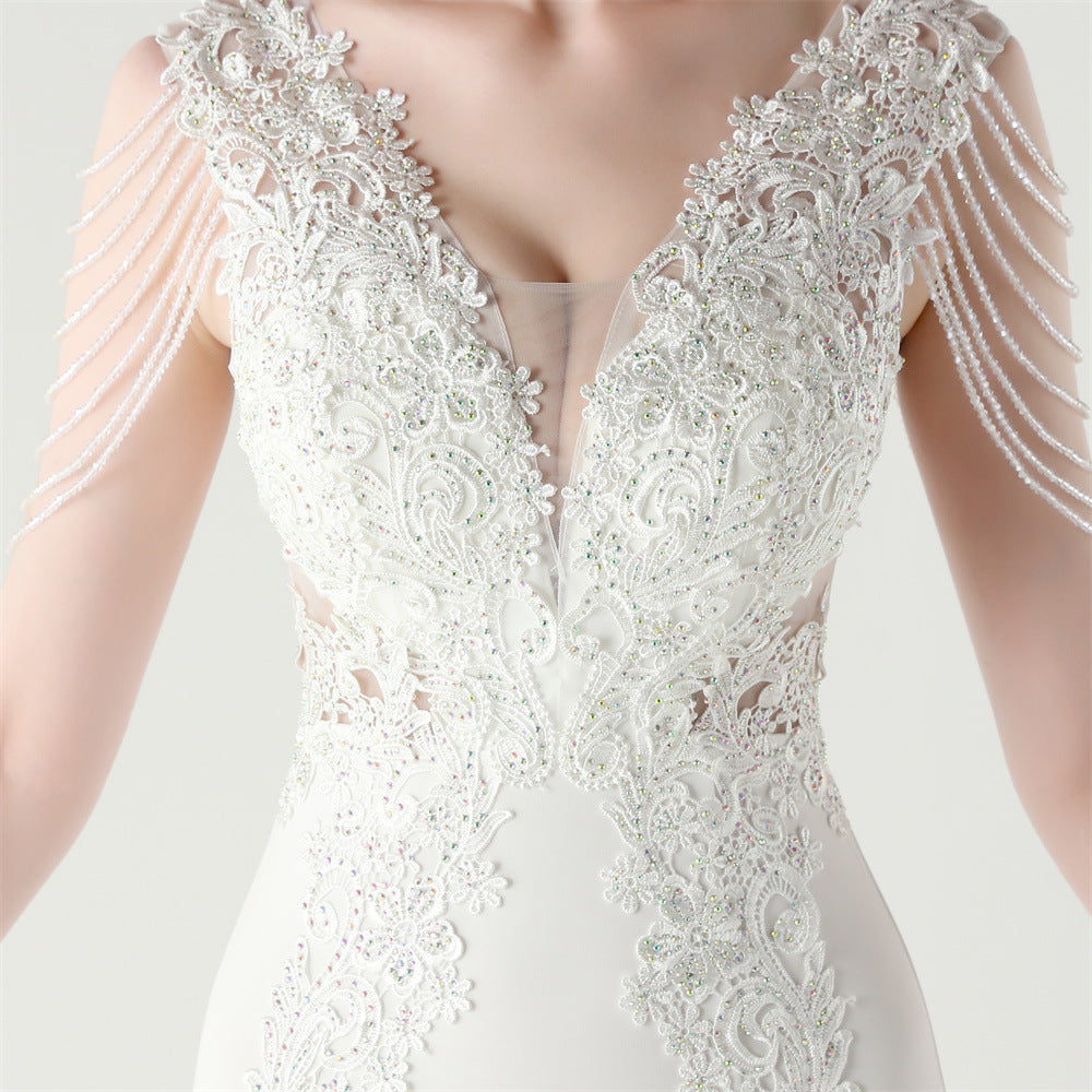 Women lace Beaded Lace-Up Formal Party evening dress 31