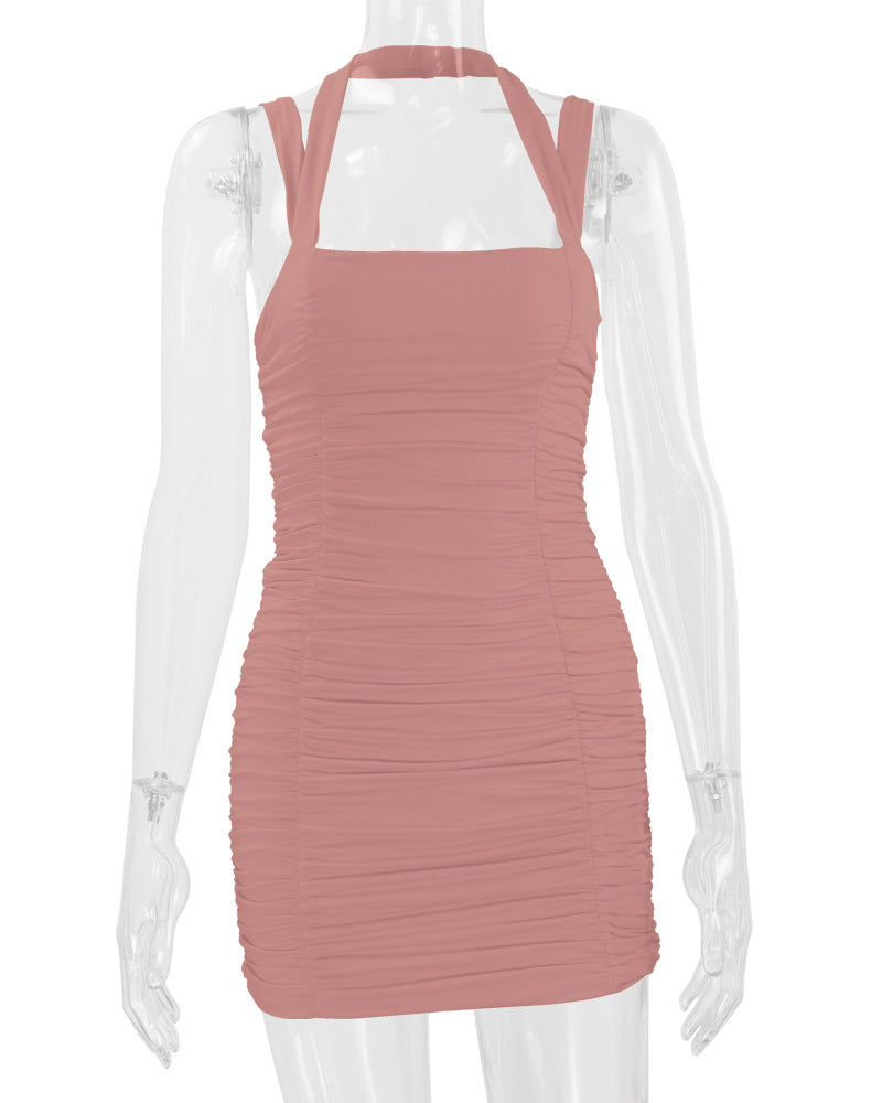 Women Sexy Backless Halter Neck Bodycon Dress 18