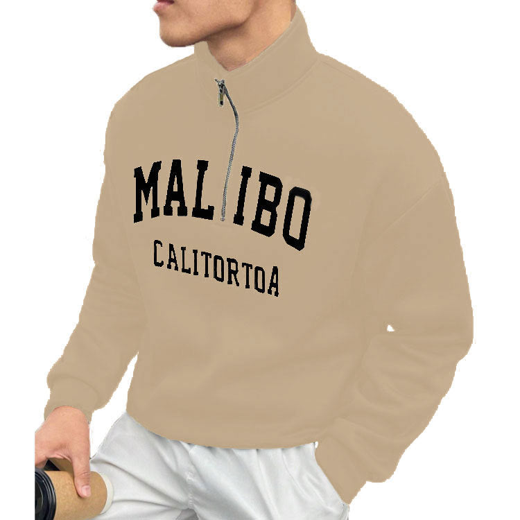 Men's Half-Zip Loose Casual Stand Collar Top 6