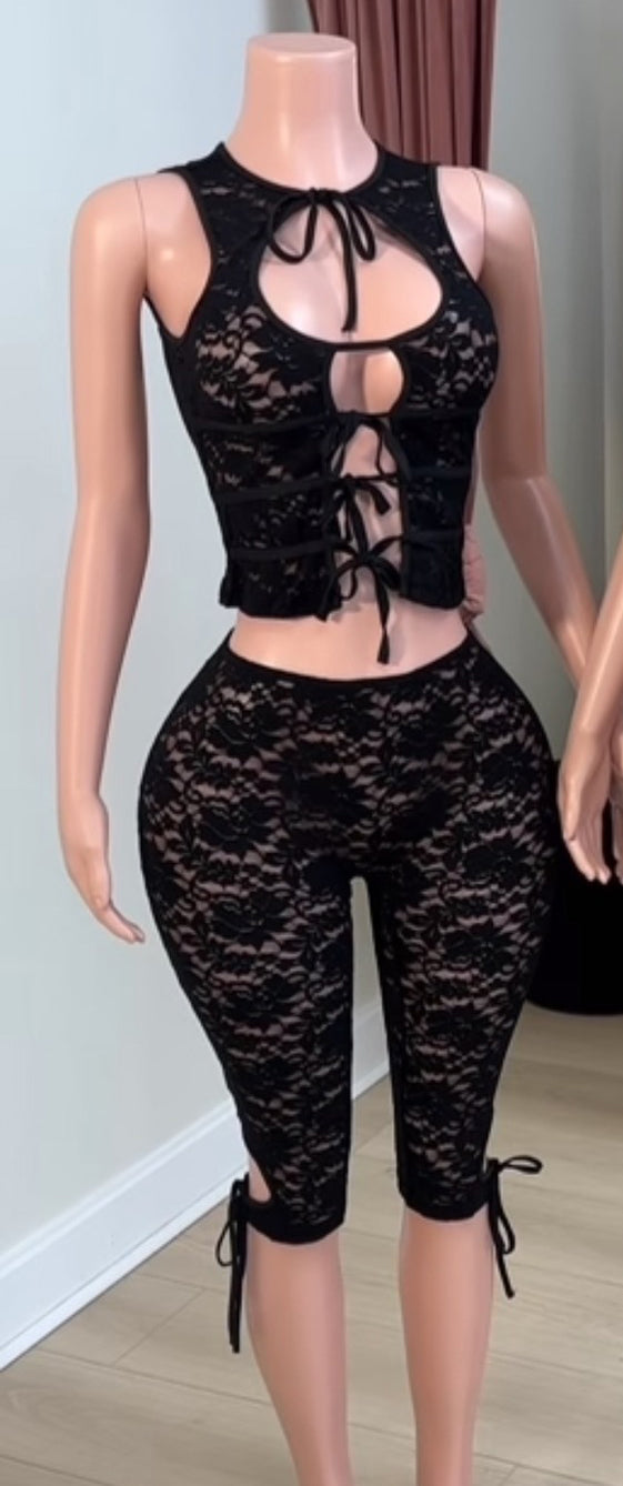 Summer Chic See-Through Lace Camisole with Midi Shorts Two-Piece Set 3