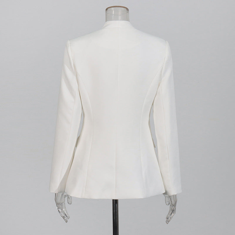 Women British style v-neck beaded Beaded Blazer 6