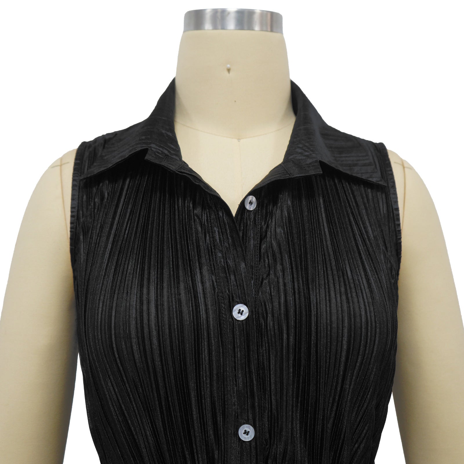 Fashionable Women's Sleeveless Pleated Casual Two Piece Pants Set 9