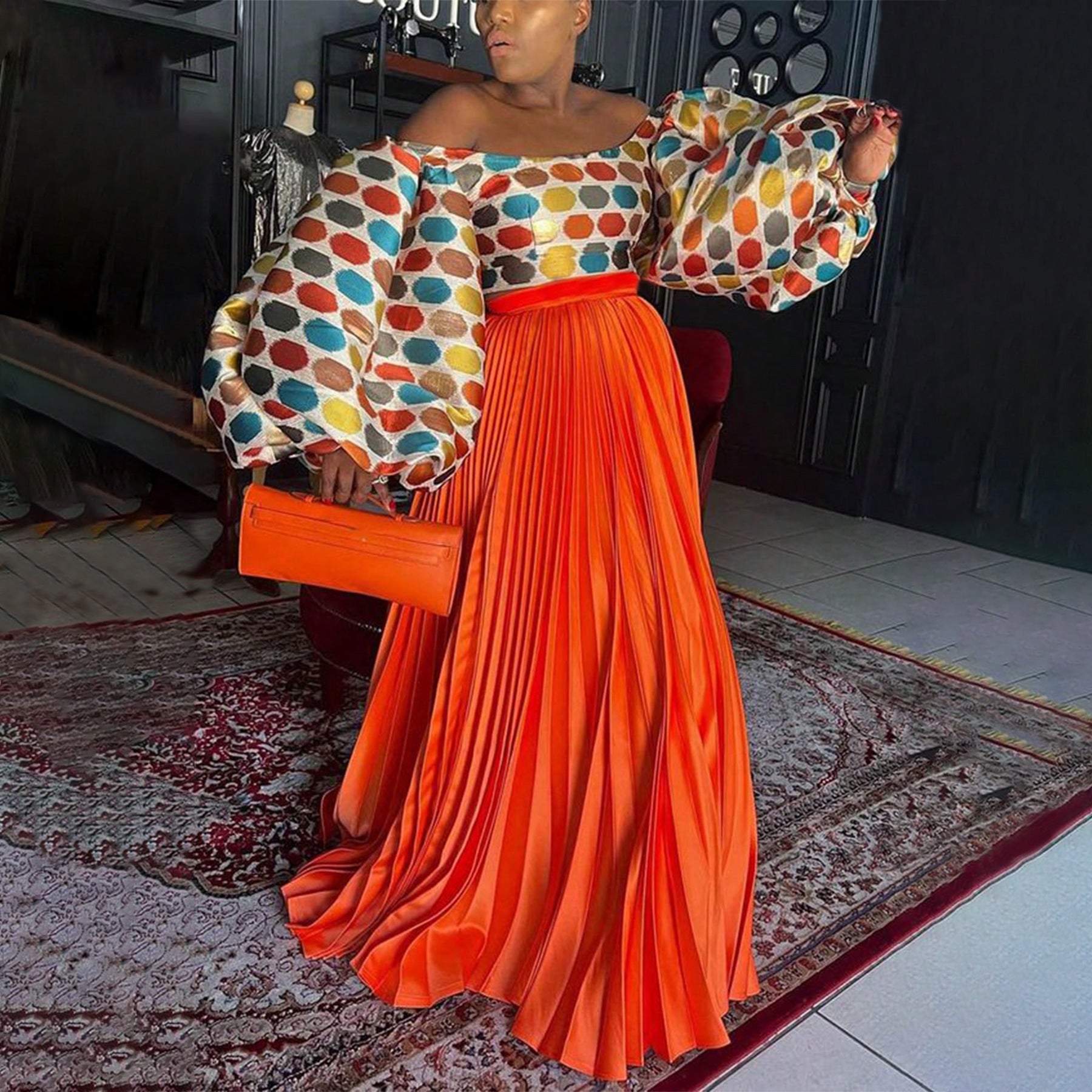 Pleated Solid Color Plus Size Skirt 3