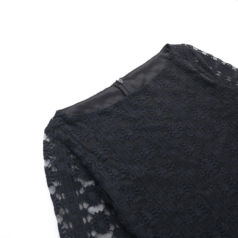 Women Autumn Sexy Knitting Lace Dress 6