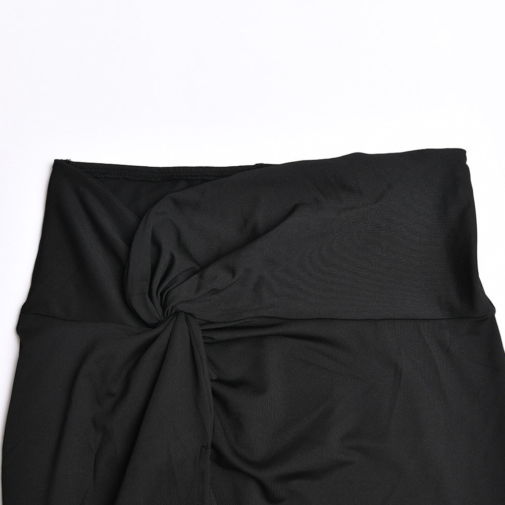 Women Summer Sexy Suspender Strapless Top and Slit Skirt Two-Piece Set 8