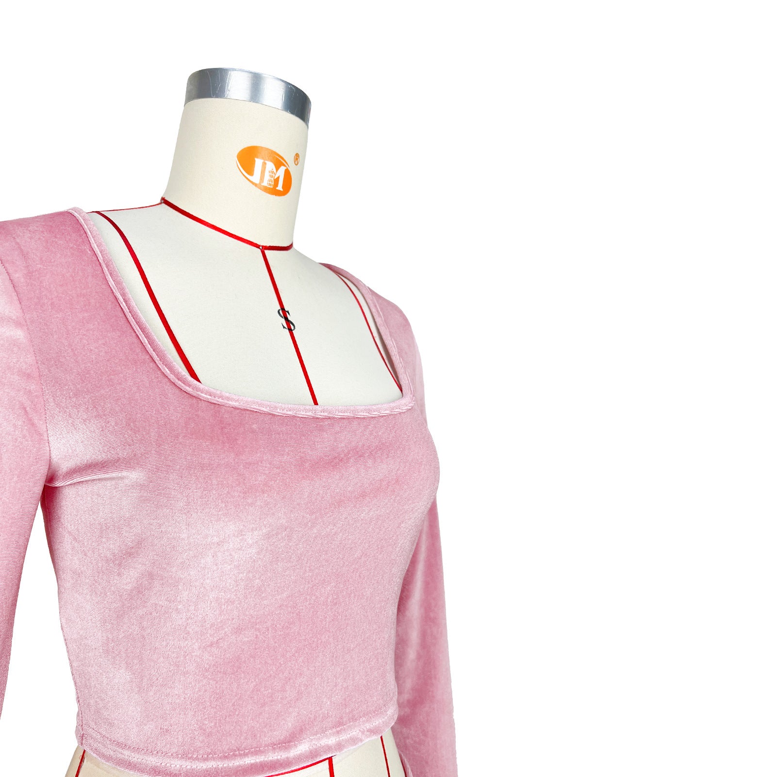 Women's Fashion Solid Color Square Neck Top Low-Waist Bell Bottom Pants Set 21