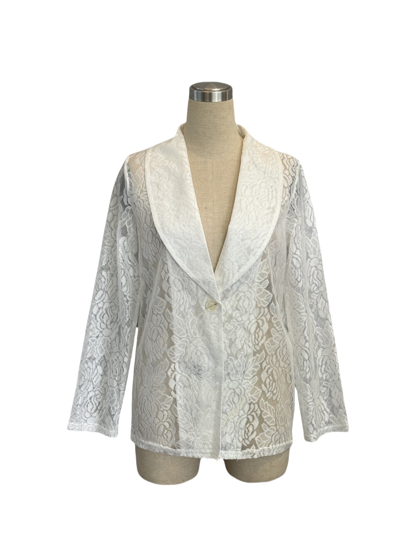 Spring/Summer Women's Fashion Lace Embroidery White Casual Blazer Jacket 9