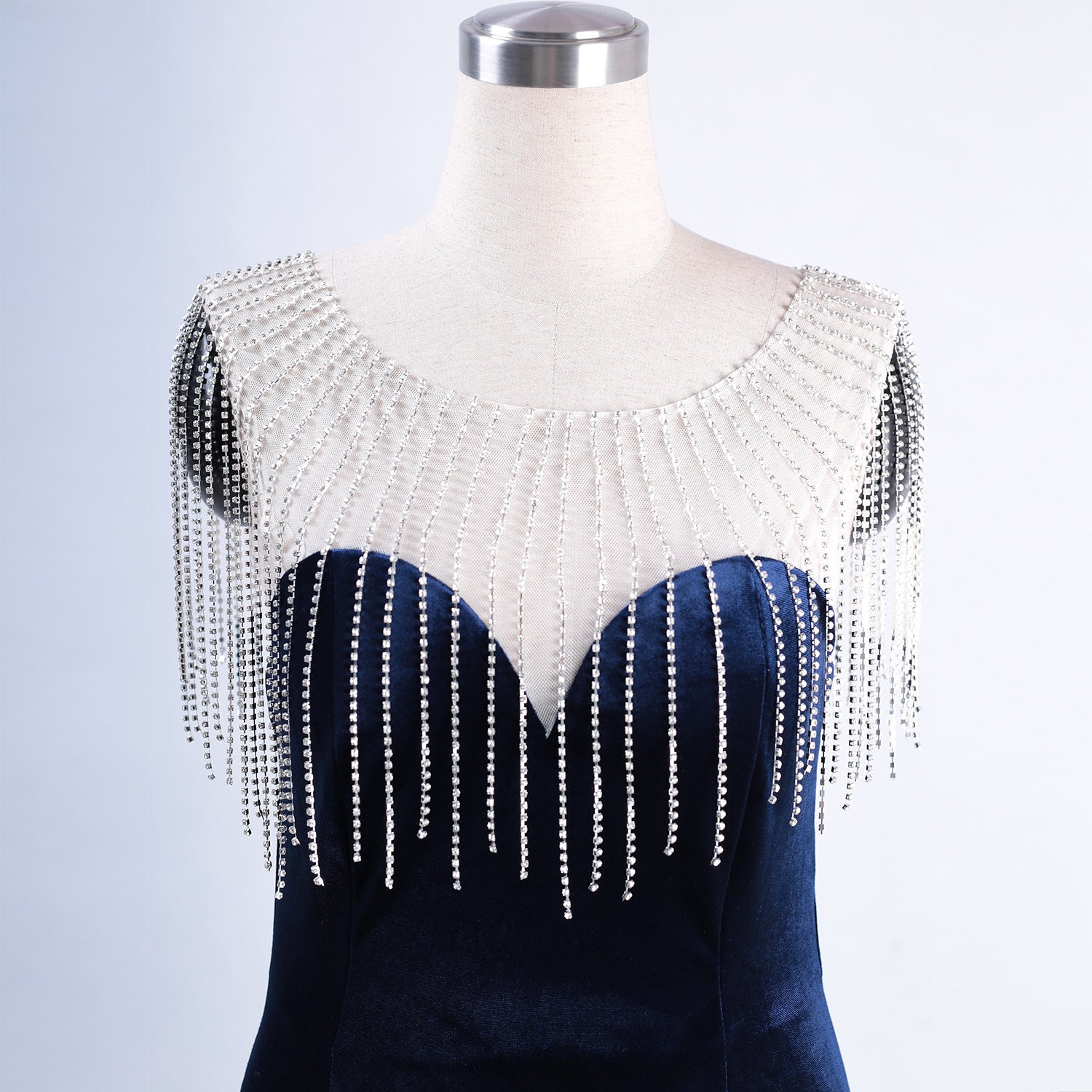 diamond chain velvet evening dress Formal Party long slim and elegant mermaid Prom Dress 27