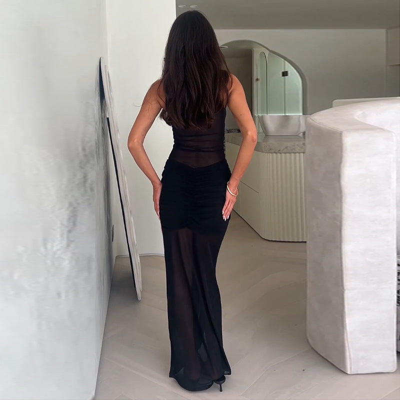 Women Mesh Fishtail Ribbon Bodycon Sundress 6