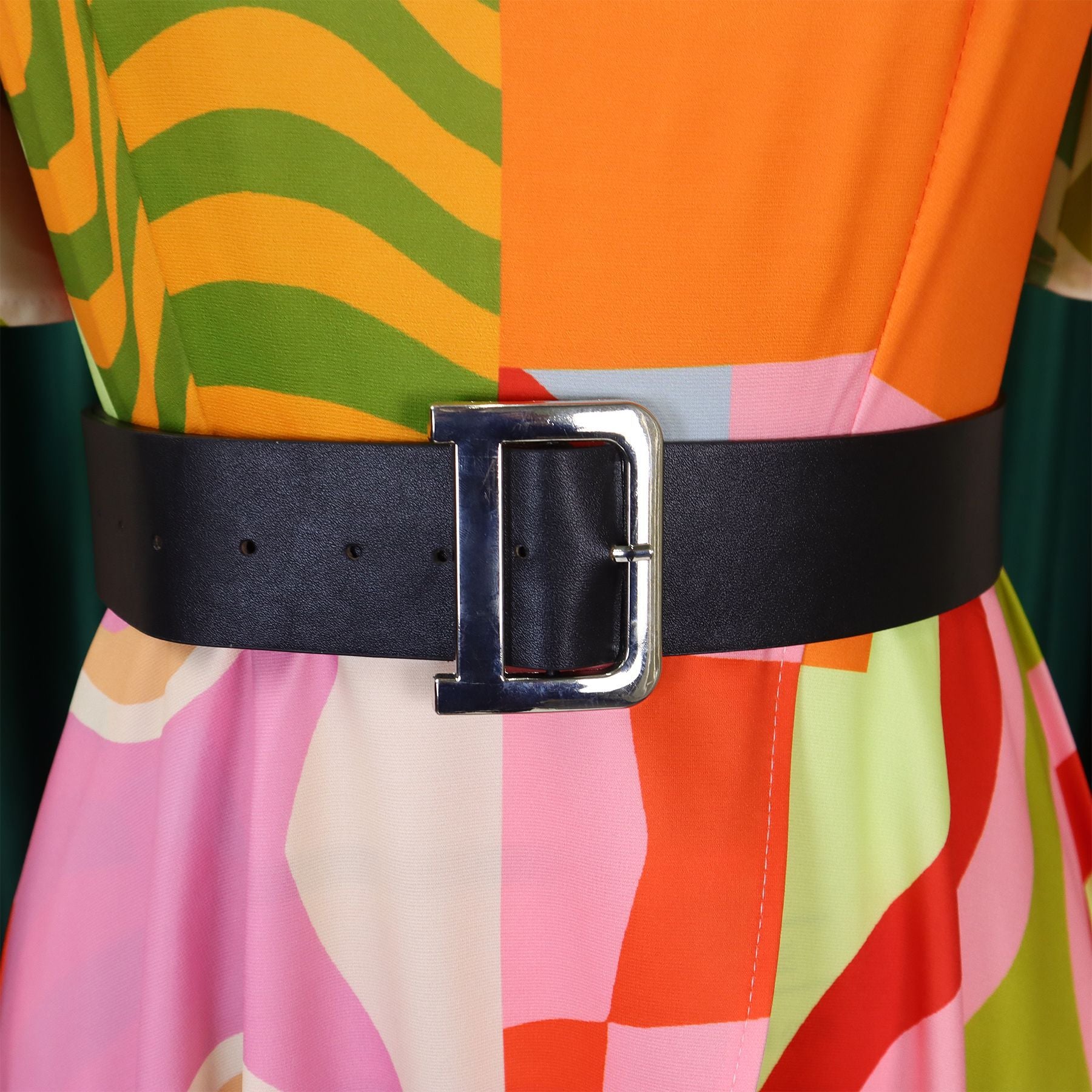 Summer Fashion Chic Women's Belt Print African Plus Size Midi Dress 17