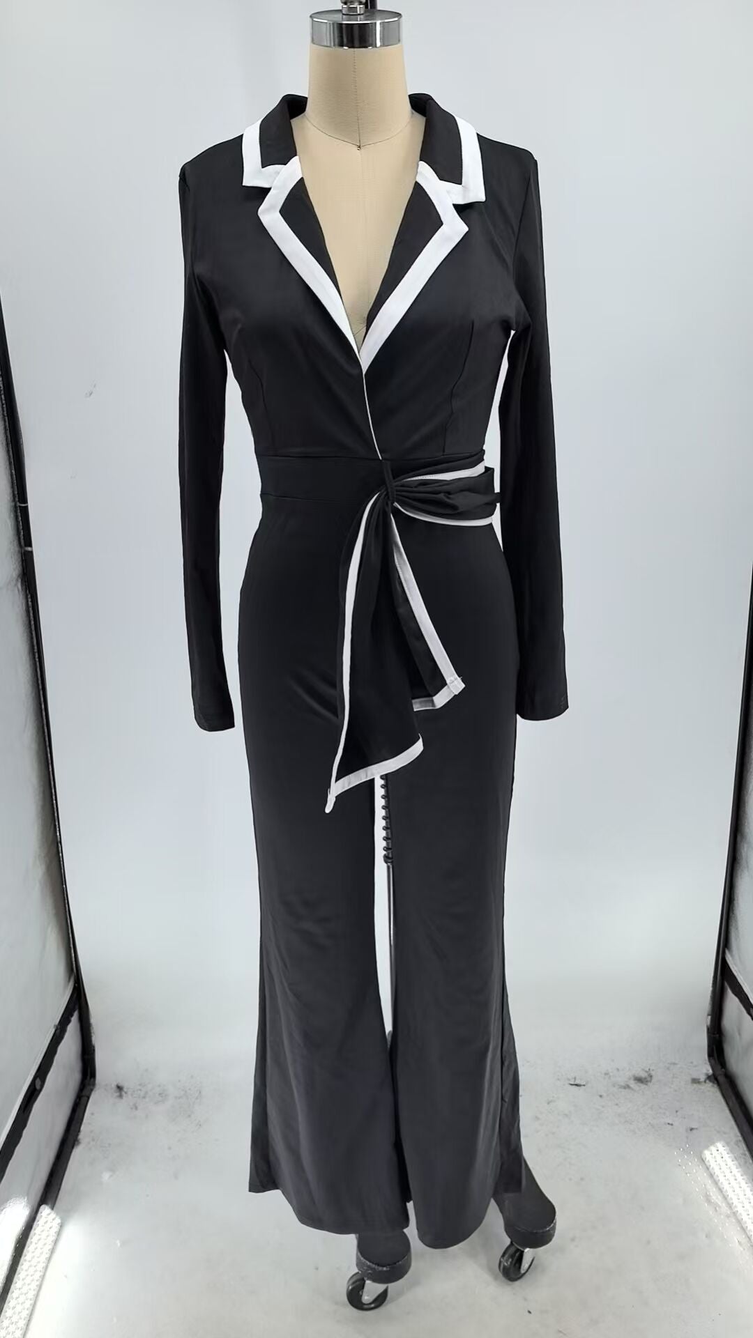 Women autumn and winter elegant color matching long-sleeved Jumpsuit 9