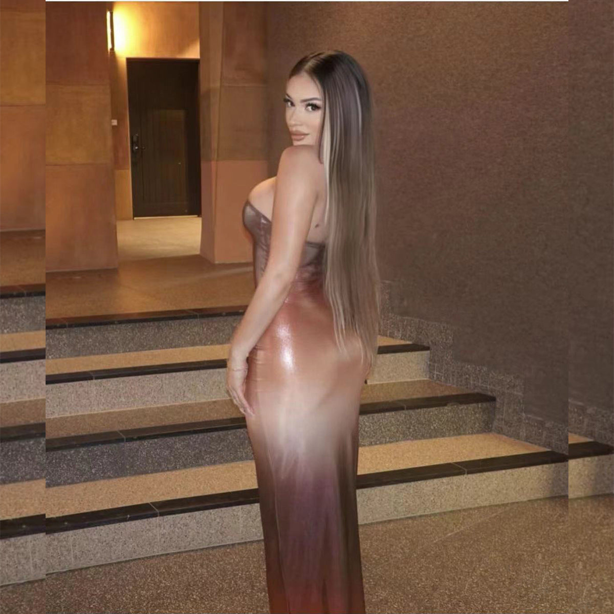 Women Fall Sexy Strapless Bodycon Dress 5