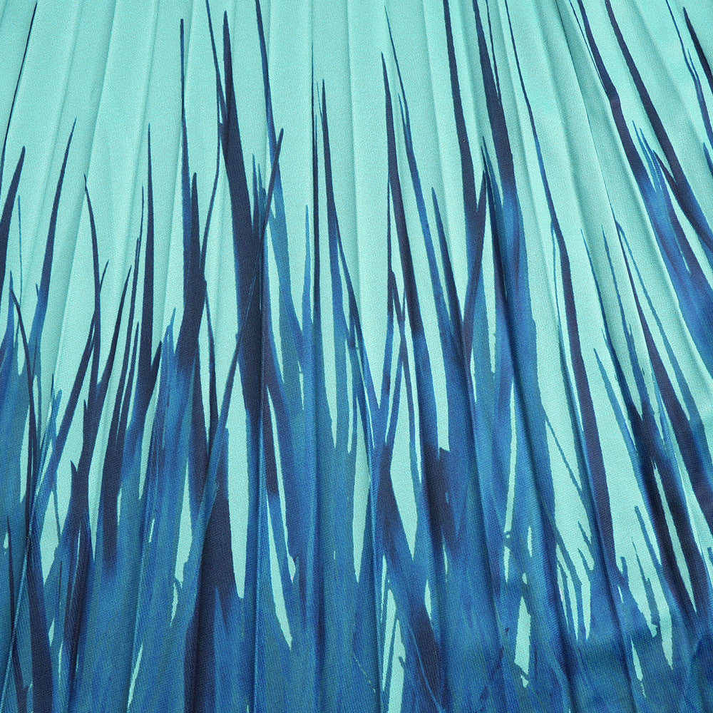 Plus Size African Dress Women High Waist Fashion Round Neck Printed Pleated Dress 23