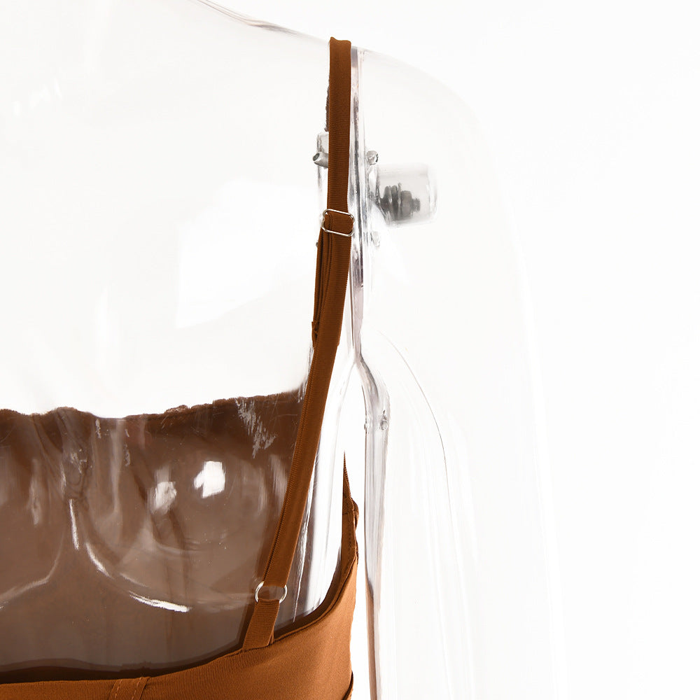 Strap Dress Women'S Fall Sexy Low Back Tight Fitting Chic Slim Waist Pleated Long Dress 24