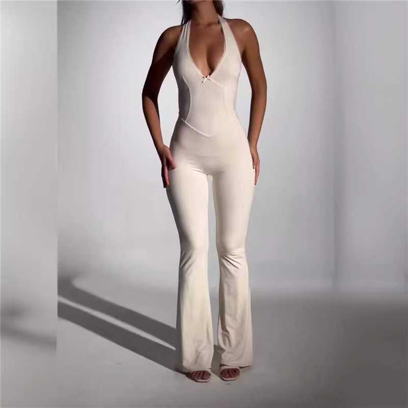 Women's Sleeveless Halter U-Neck Tight Slim Jumpsuit 7