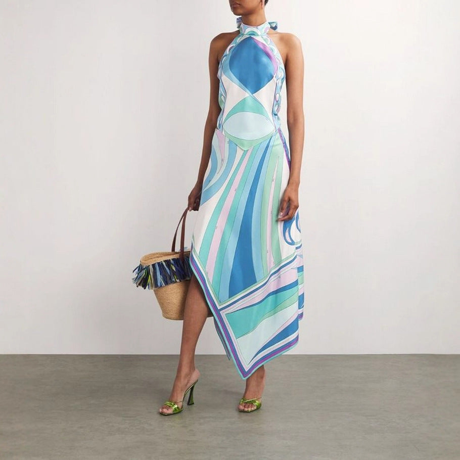 Summer Satin Low Back Top & Asymmetrical Skirt Set 4