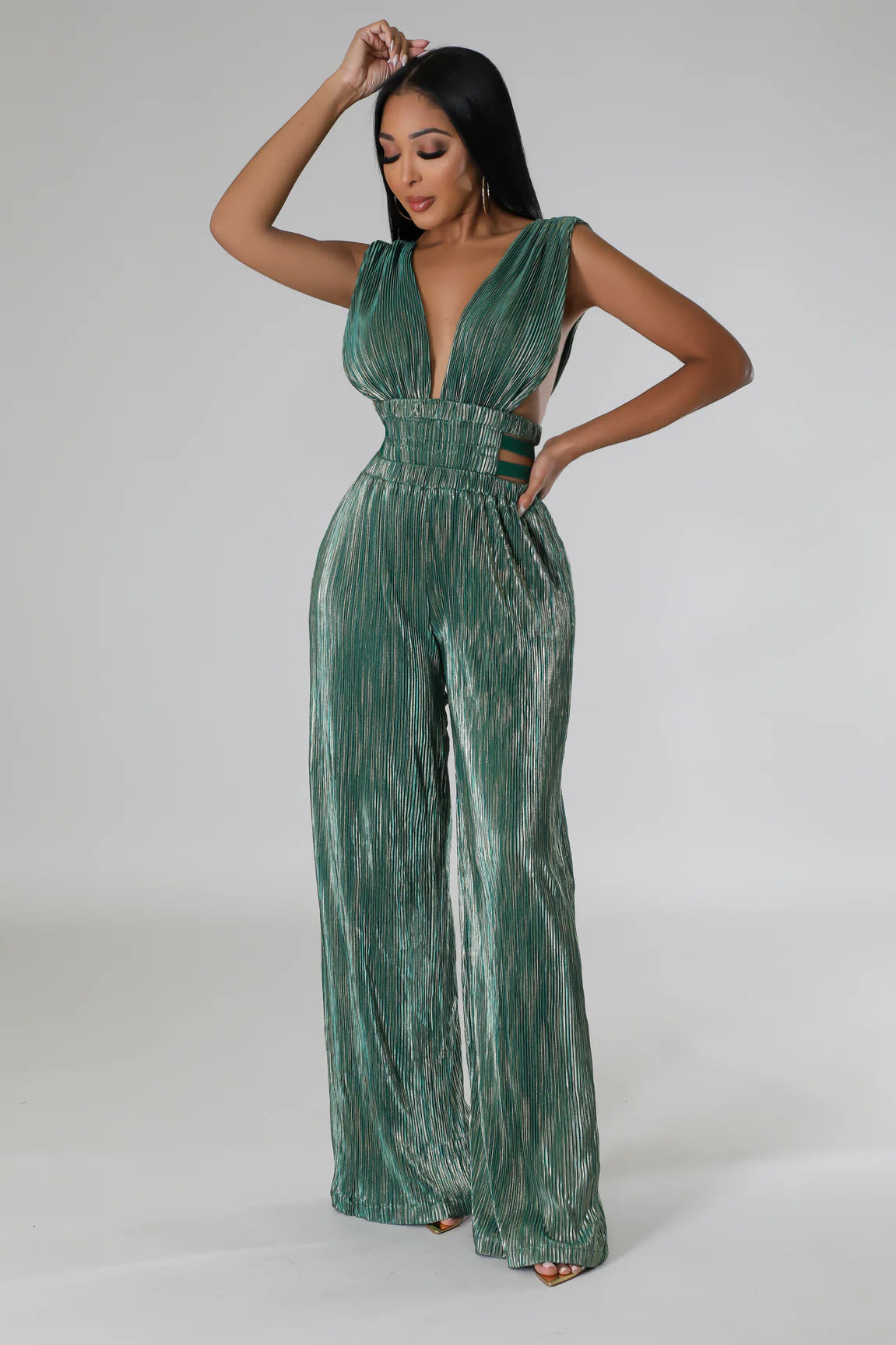 Women's V-Neck Sexy High Waist Tight Fitting Jumpsuit 12