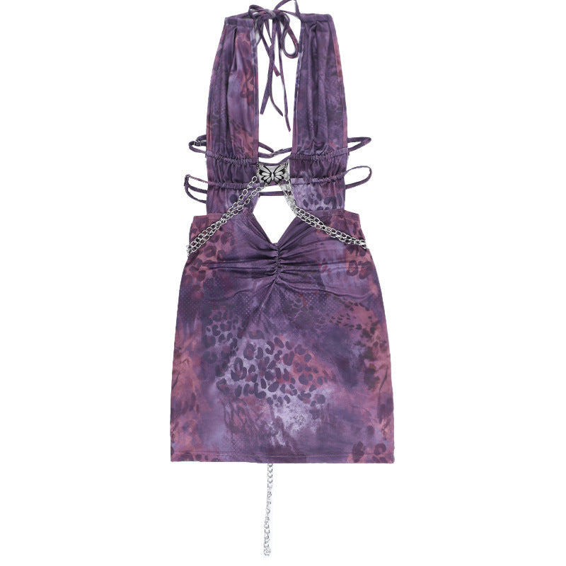 Animal Print Sexy Deep V Low Back Cutout Bodycon Dress 7