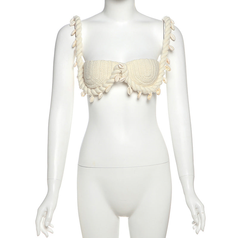 Women Summer Sexy Solid Knitting Crop Top and Skirt Two Piece Set 10