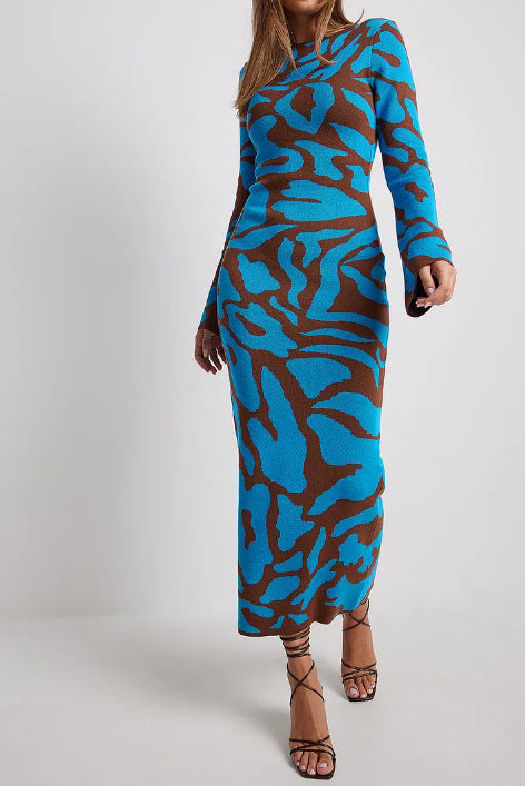 spring and autumn slim fashion printed dress 10